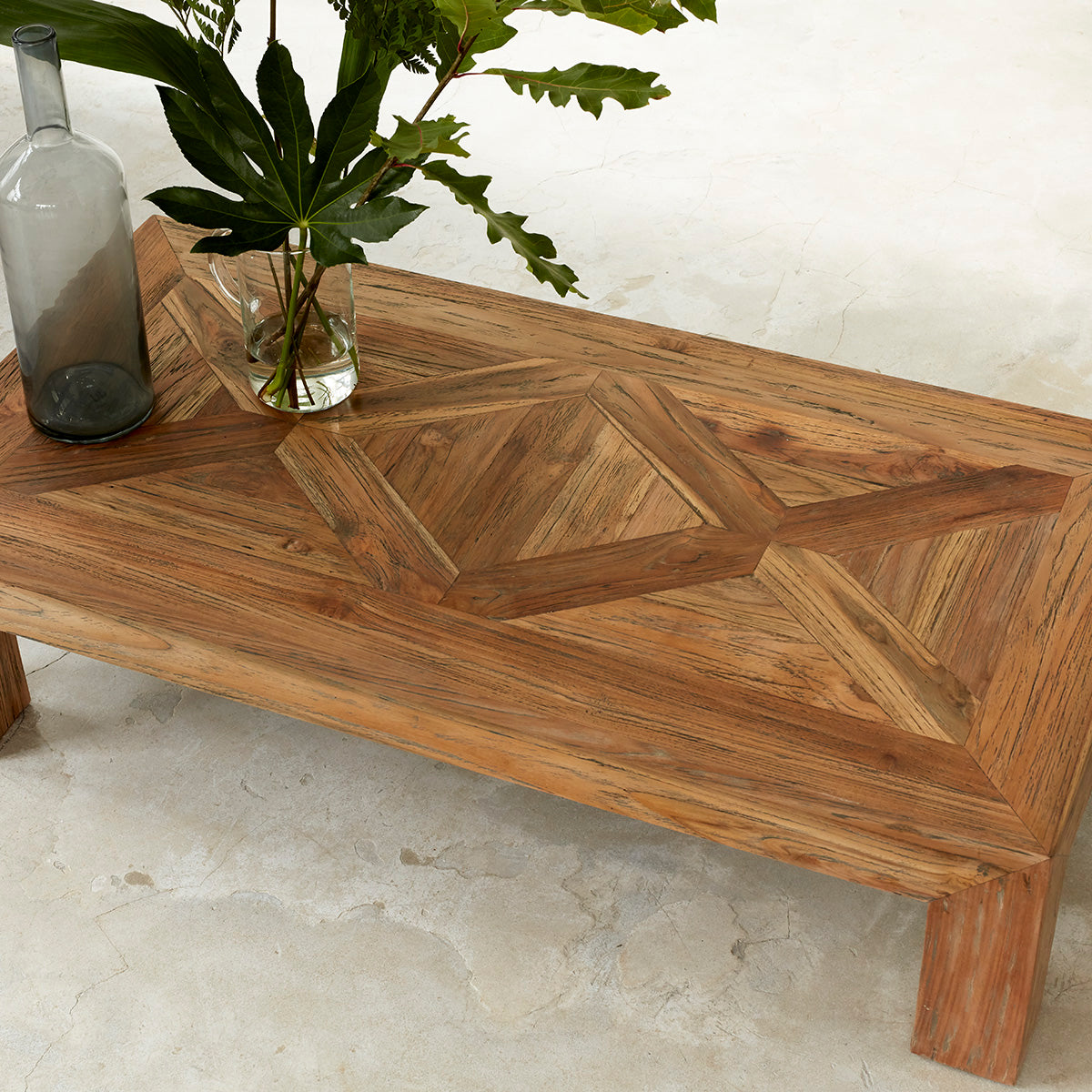 CARGO - Mesa baja de teca maciza reciclada 120 cm