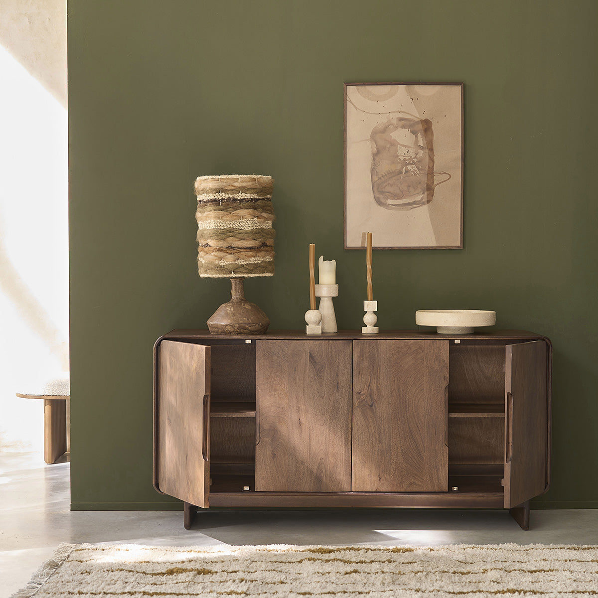 SOFIA - Aparador de madera maciza de mango de 160 cm