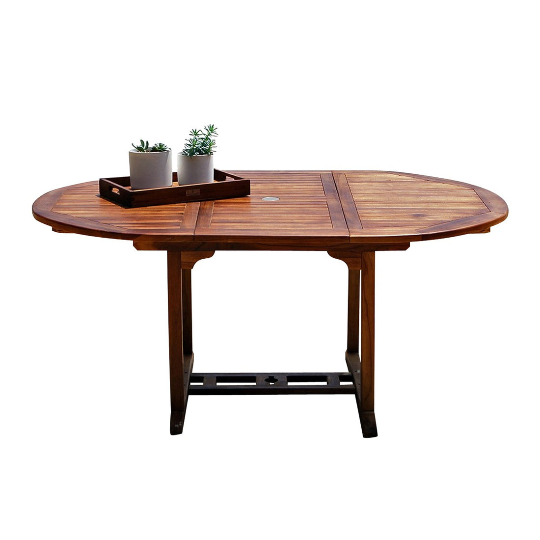 BALI - Mesa de exterior ovalada extensible de teca maciza para 6/8 pers.