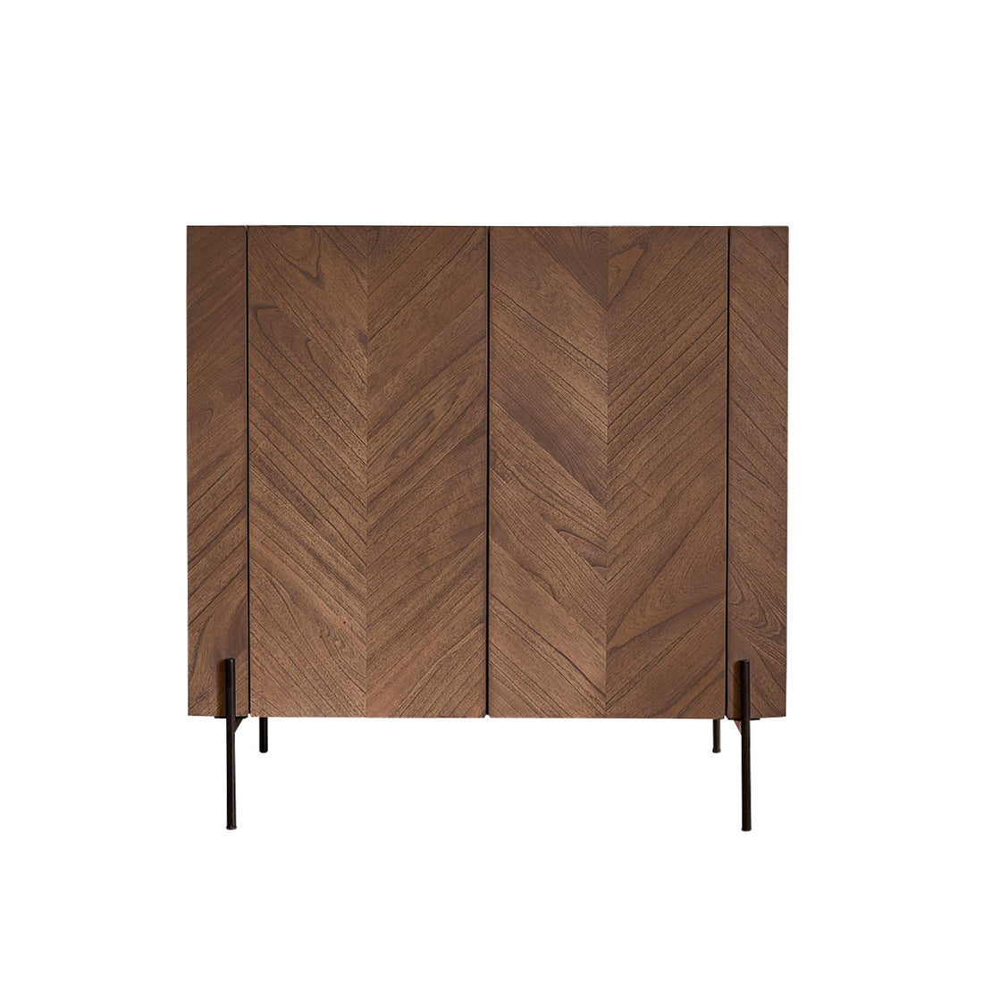 CALIX - Mueble bar de mindi macizo y metal acabado nogal 100 cm