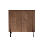 Mueble bar de mindi macizo y metal acabado nogal 100 cm