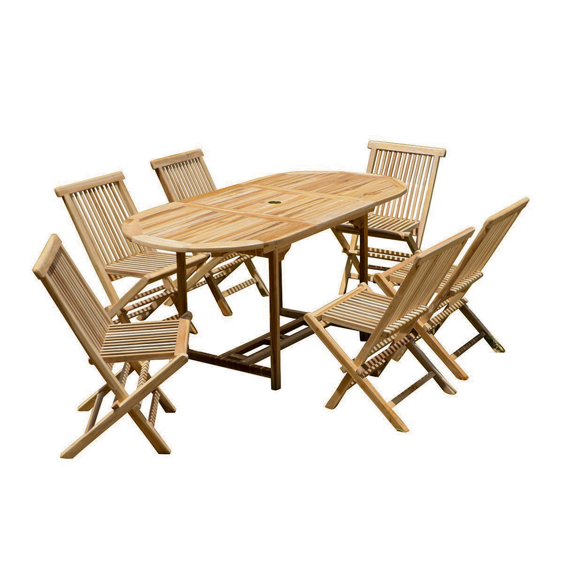 MELBOURNE - Salón de exterior extensible de teca maciza para 6 pers.