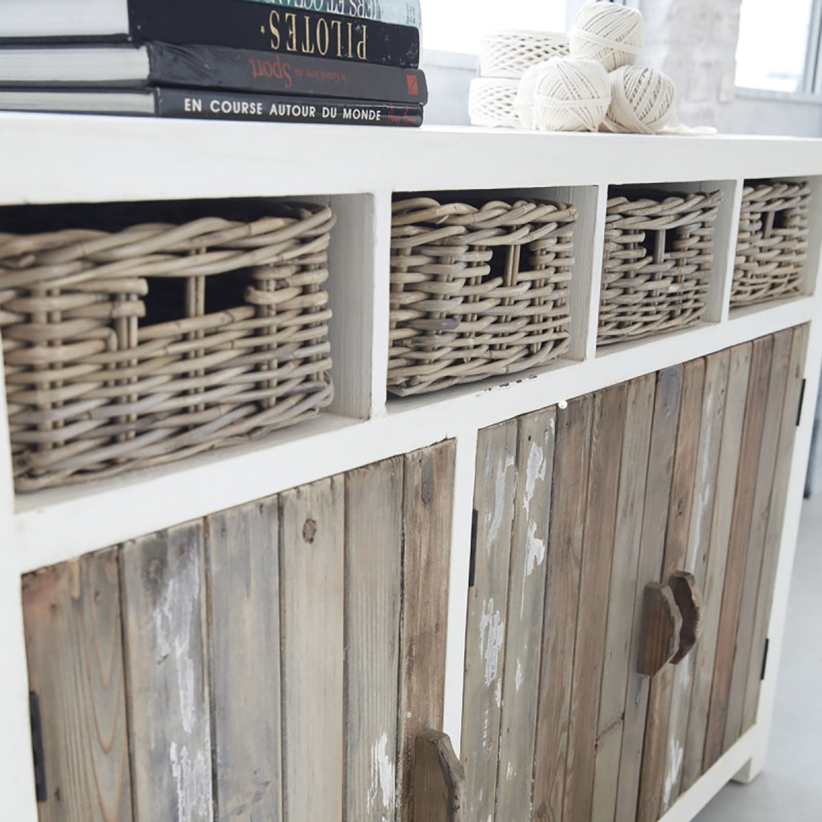 HONFLEUR - Cómoda de pino macizo reciclado 145 cm