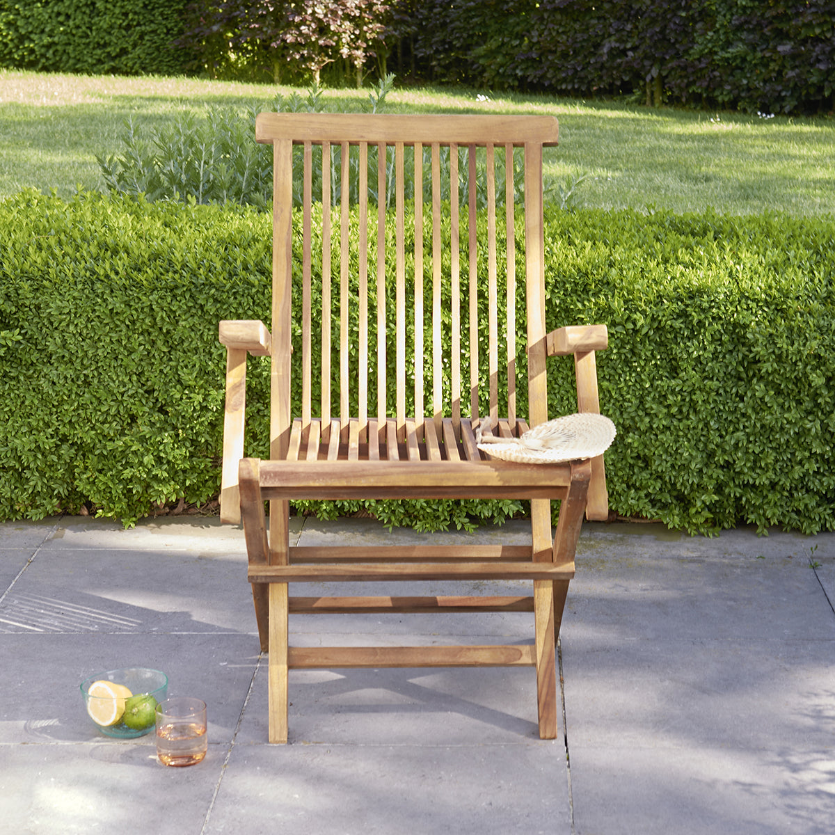 BALI - Sillón de exterior plegable de teca maciza aceitada (juego de 2)