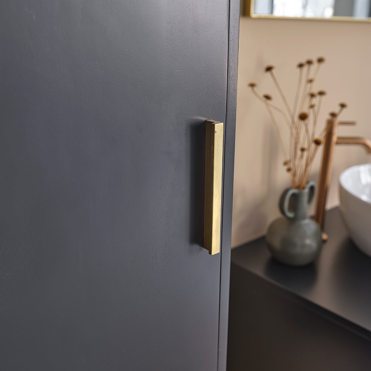 LUNA - Columna de baño negra de acacia 130 cm