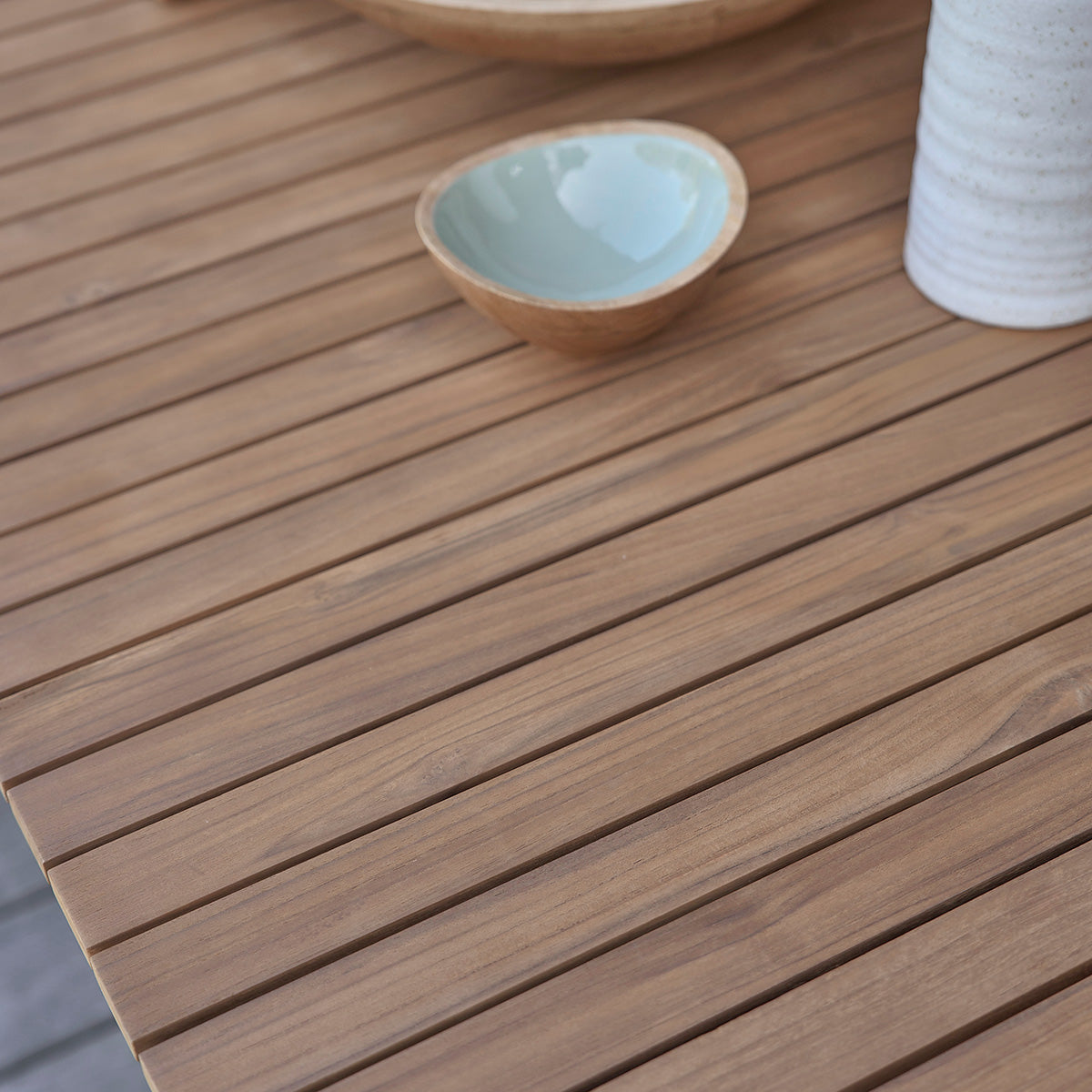 SIENA - Mesa de jardín de teca maciza y aluminio 6/8 personas