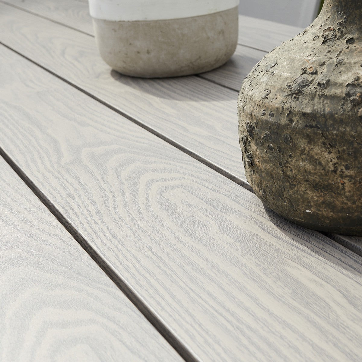 TAMPA - Salón de exterior de aluminio blanco y textileno gris para 8 pers.