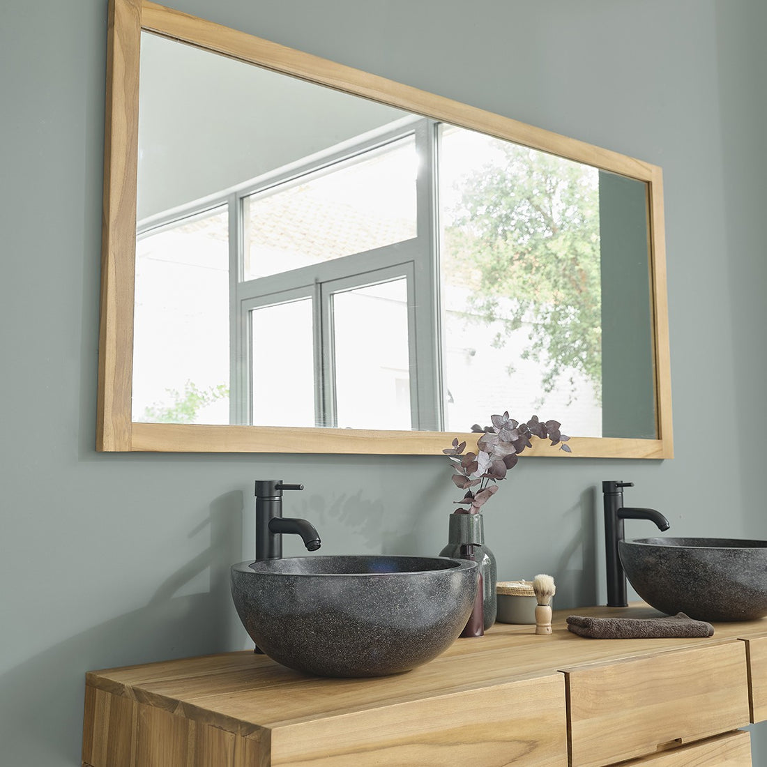 Espejo de teca maciza 160x80 cm