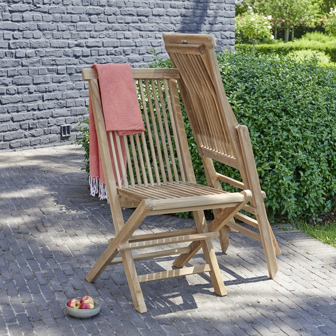 MIDLAND - Silla de jardín plegable de teca maciza