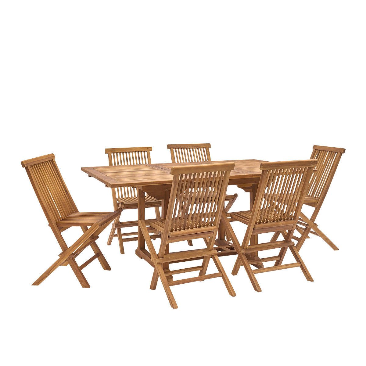 BALI - Salón de exterior extensible de teca maciza aceitada para 6/8 pers.