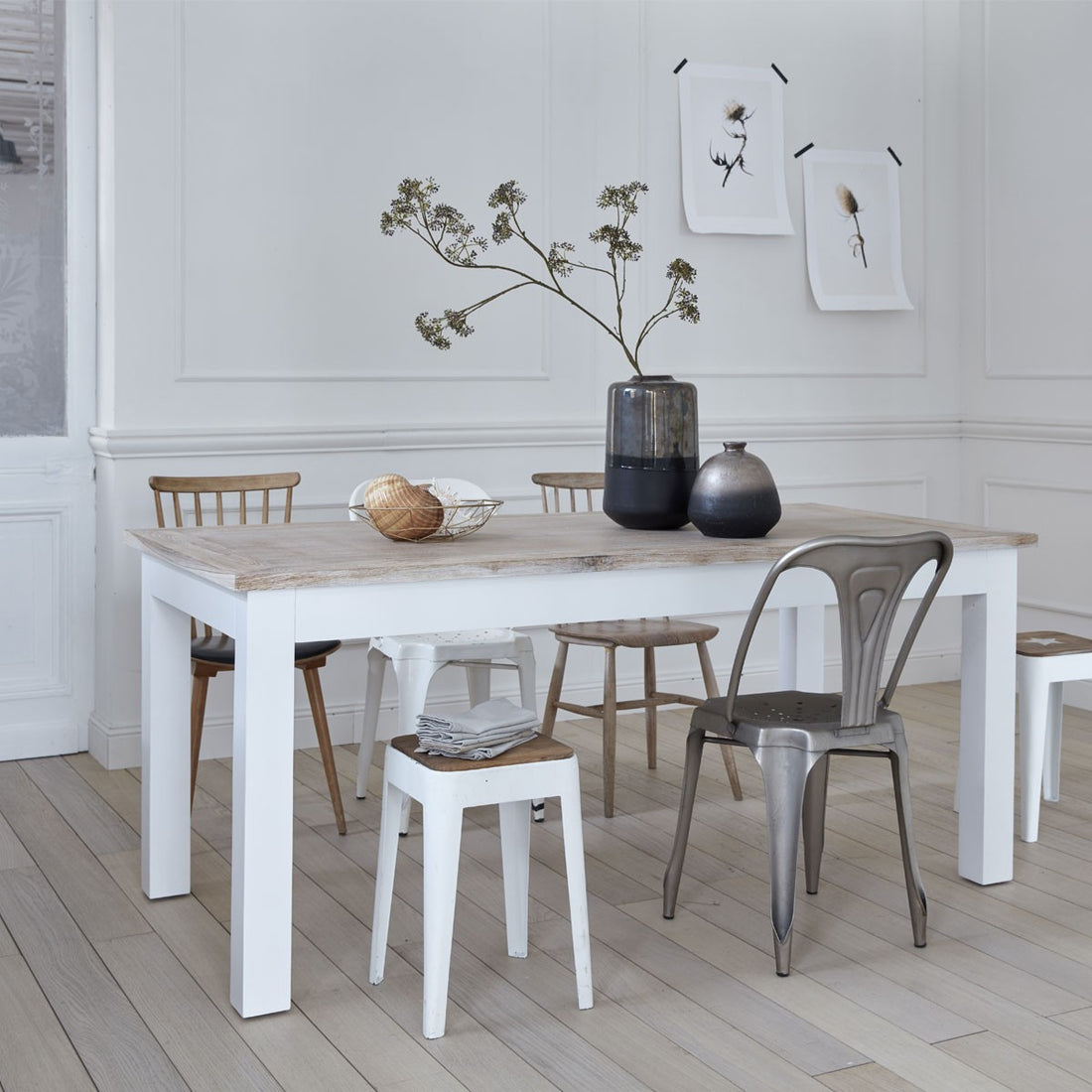 LONDRES - Mesa de caoba maciza y teca 8 pers.