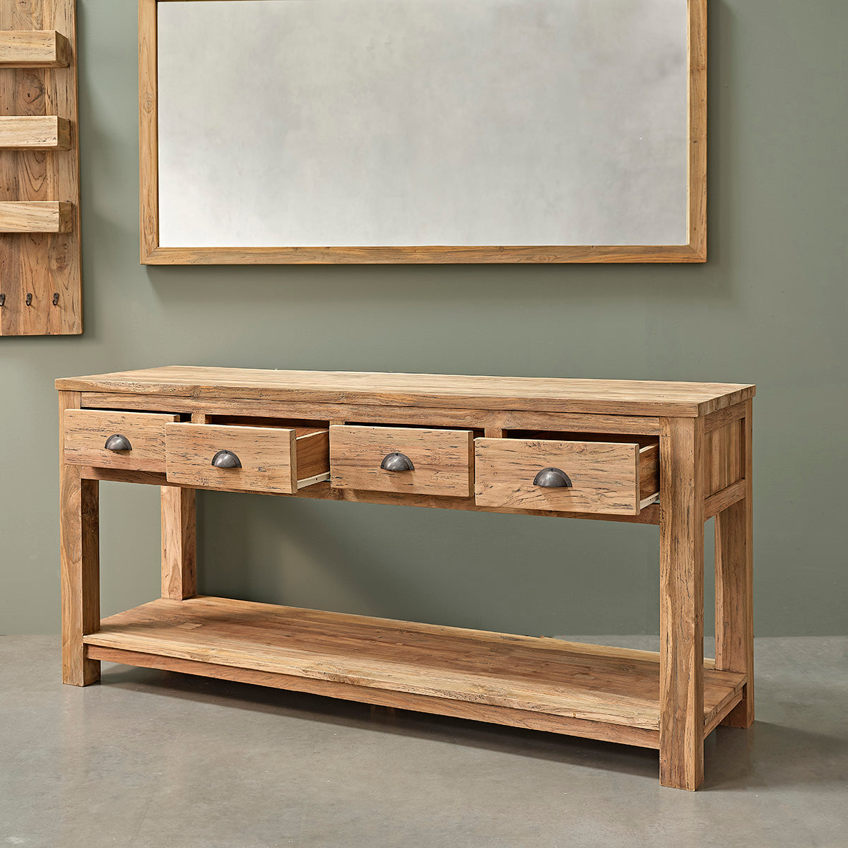 AUSTIN - Espejo rectangular de teca maciza reciclada de 160x80 cm