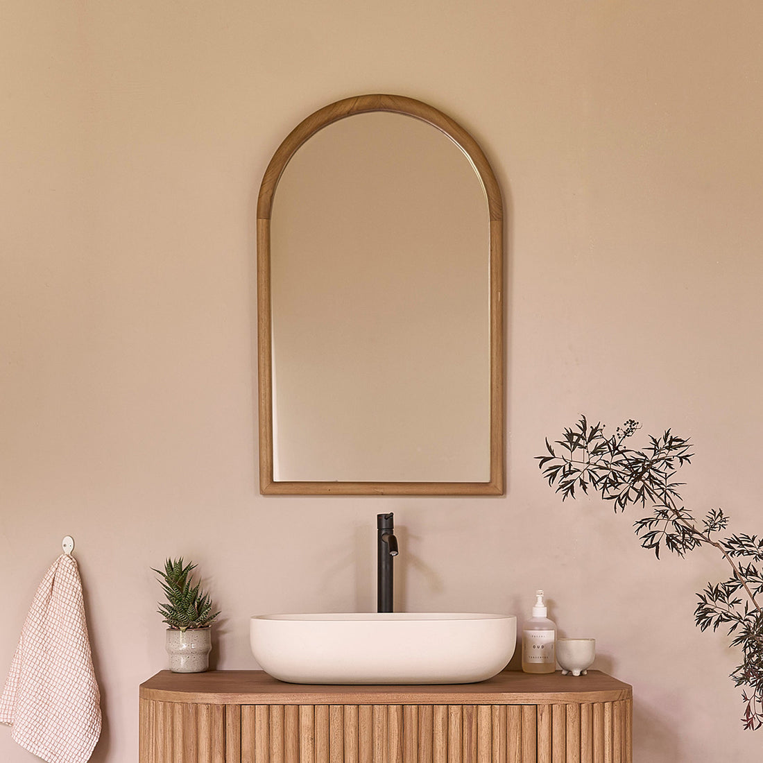 COLINE - Espejo de teca maciza 80x50 cm