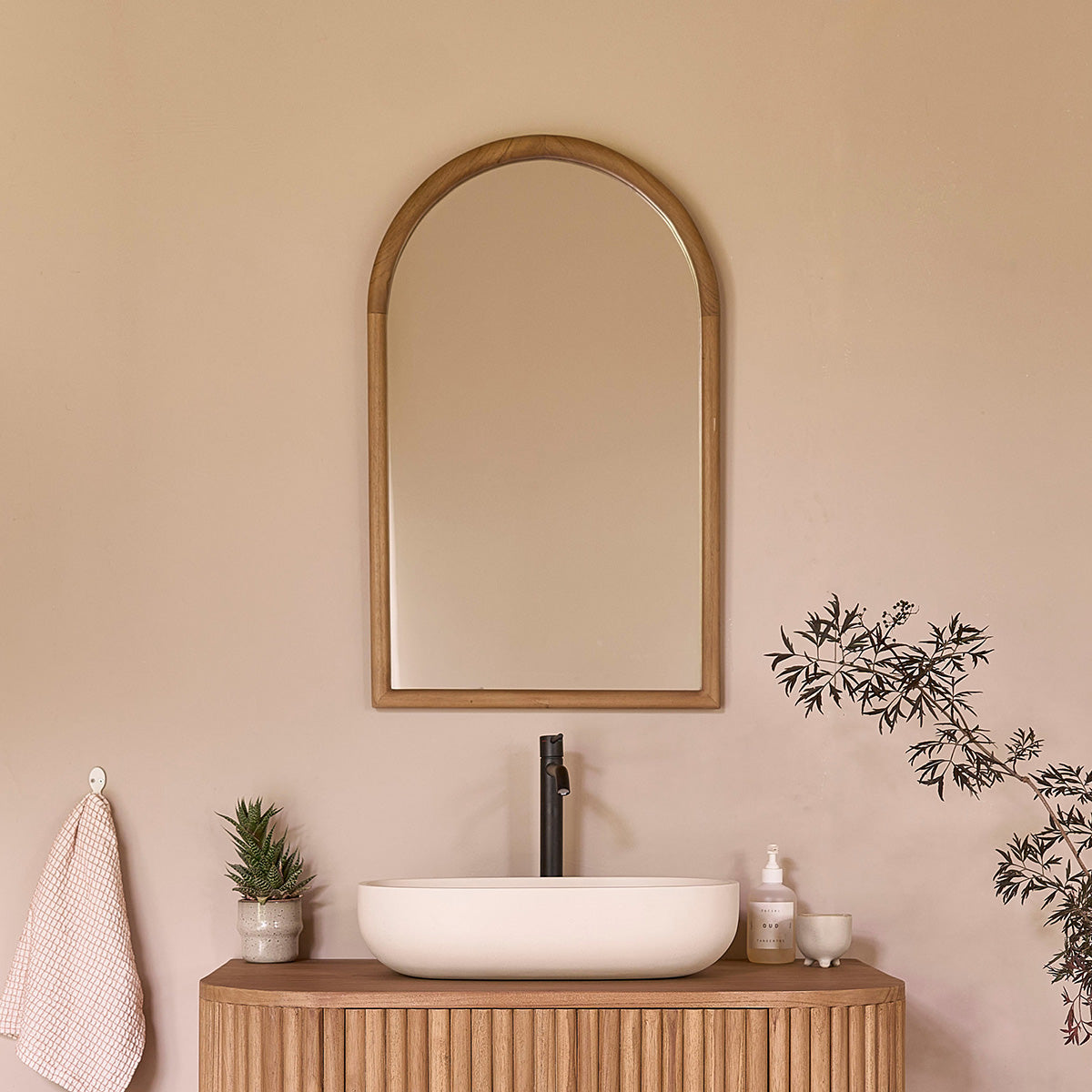 COLINE - Espejo de teca maciza 80x50 cm