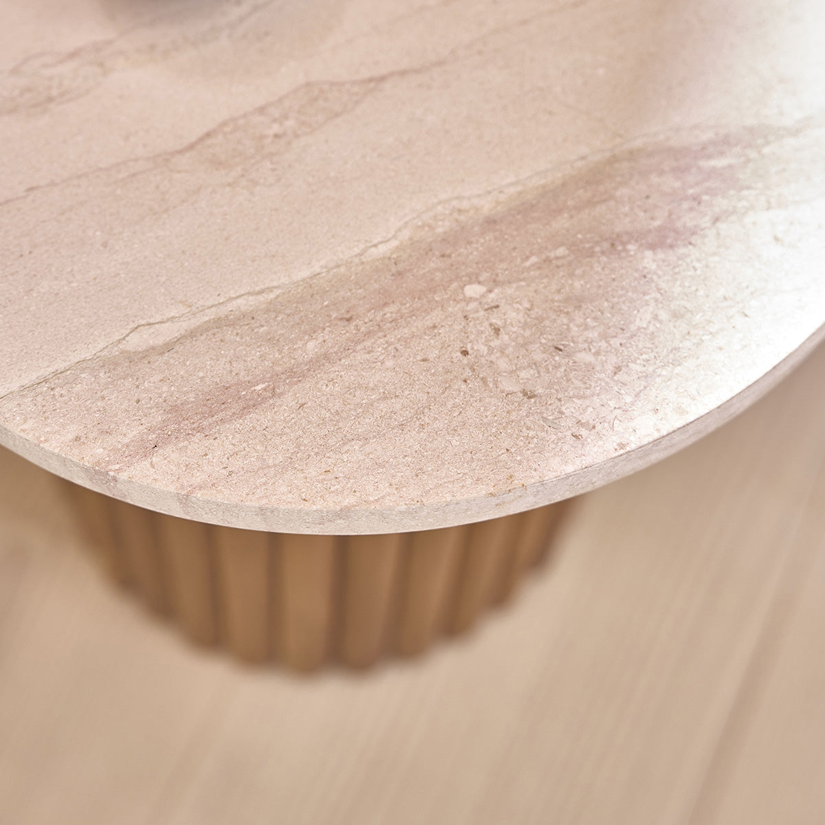 COLINE - Mesa auxiliar redonda de teca maciza y mármol