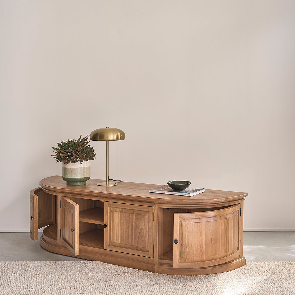 ADAM - Mueble de TV de teca de 160 cm