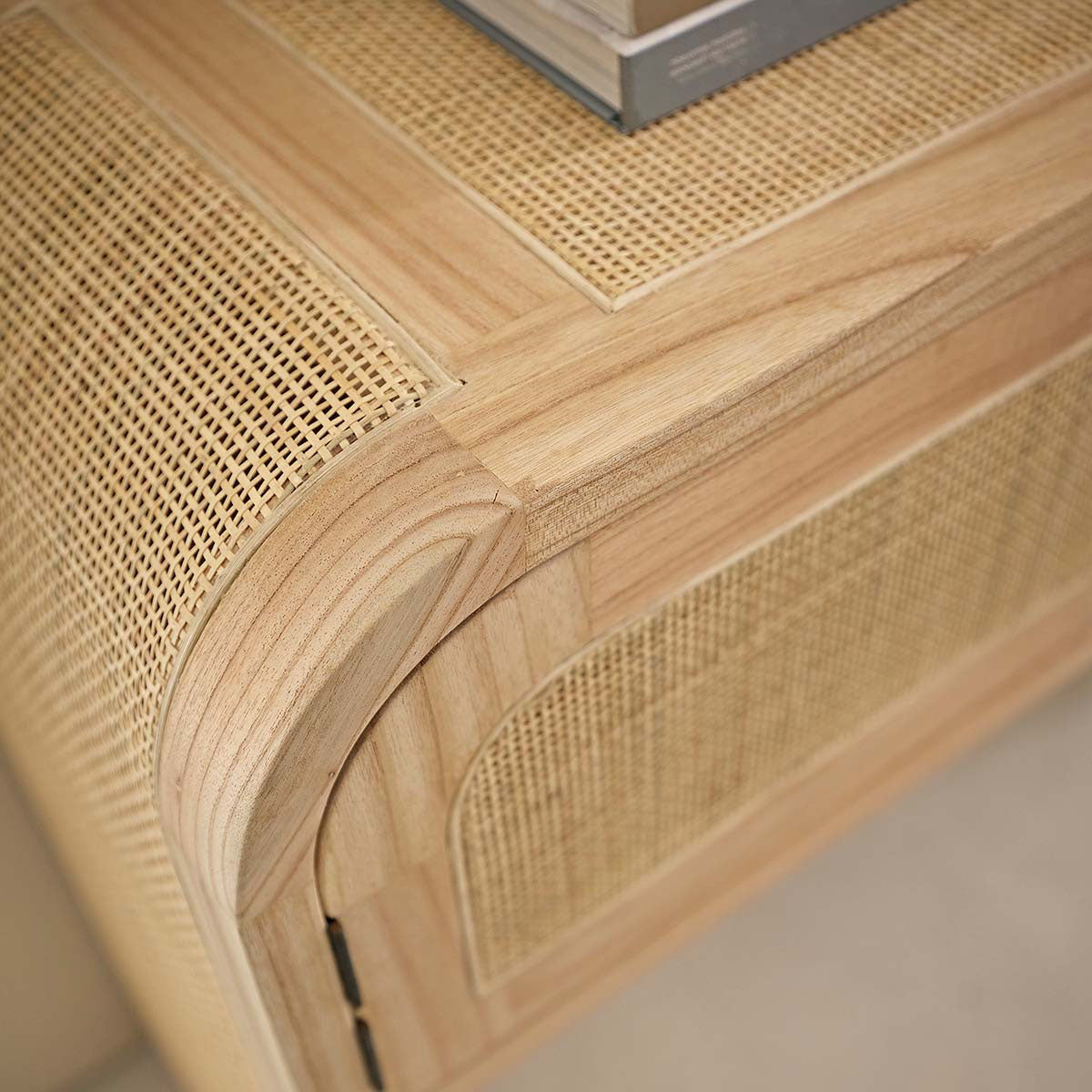 MAËL - Consola de mindi macizo y rejilla 140 cm