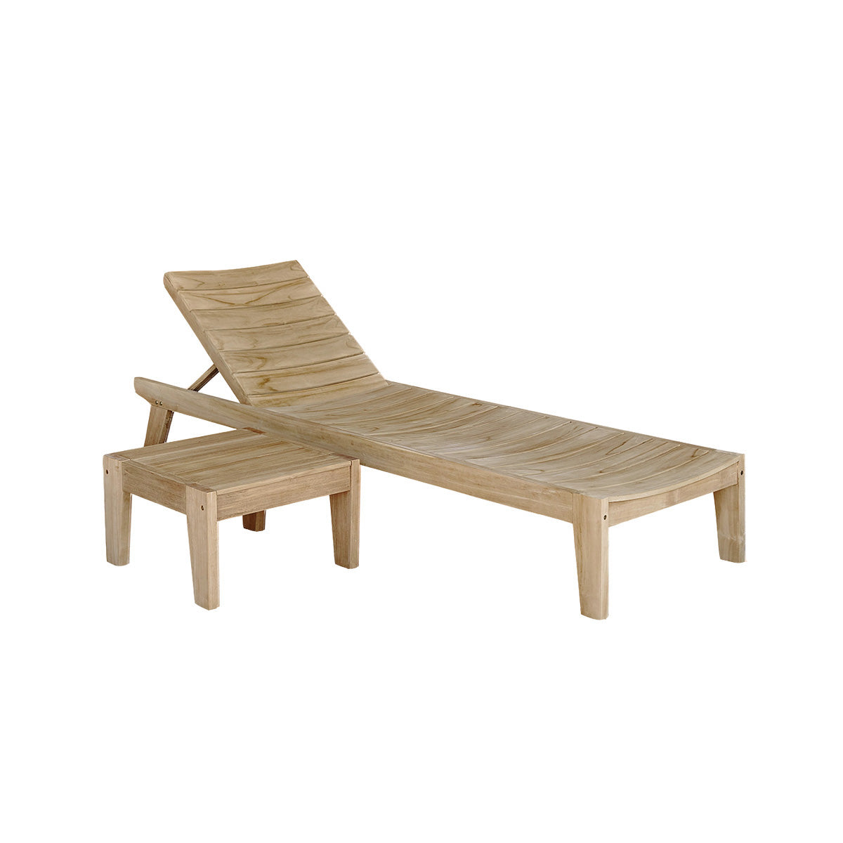 JAYA - Conjunto de tumbona y mesa baja de teca maciza