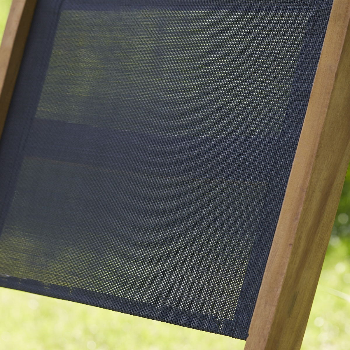 HANOÏ - Silla de exterior plegable de acacia maciza y textileno negro (juego de 2)