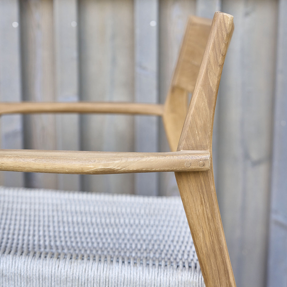 LIVIE - Sillón de jardín de teca maciza y cuerda beige (lote de 2)