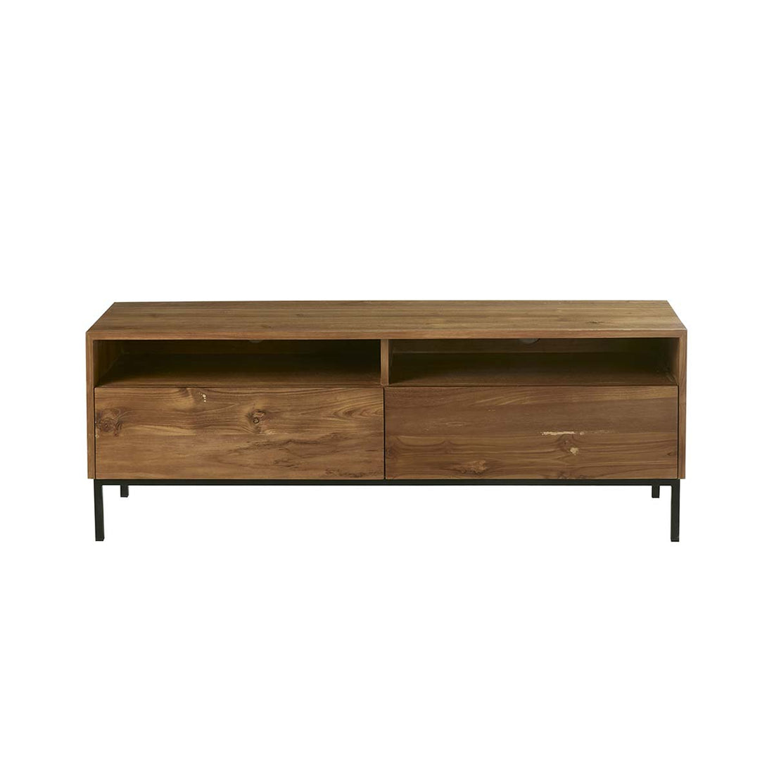 LINA - Mueble de TV de teca maciza y metal 140 cm