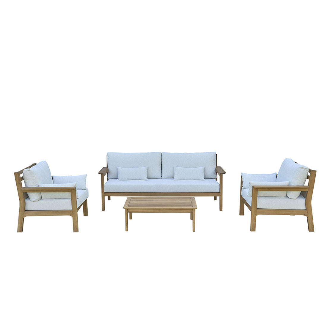 MAORA - Conjunto de muebles de jardín de teca maciza con cojines