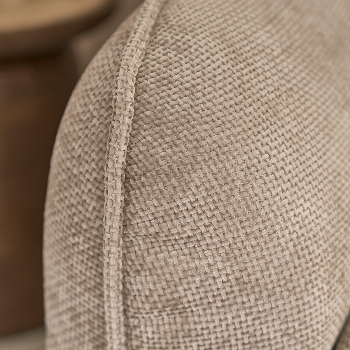 HECTOR - Sofá recto de 3 plazas de terciopelo trenzado beige