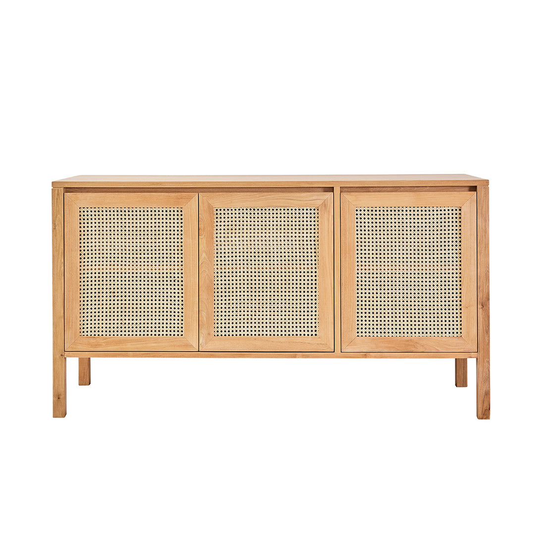 ELIOTT - Mueble de lavabo de teca maciza y rejilla 145 cm