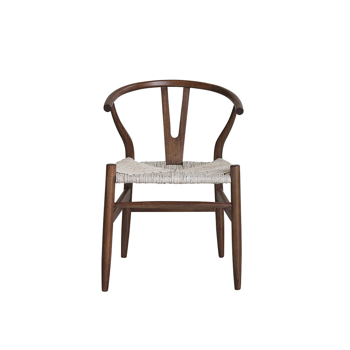 CAMILLE - Silla de mindi macizo acabado nogal y cuerda natural