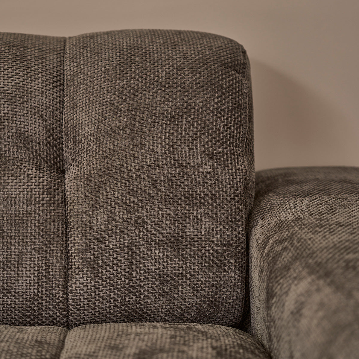 ALPHONSE - Sofá recto de 4 plazas en terciopelo trenzado moca