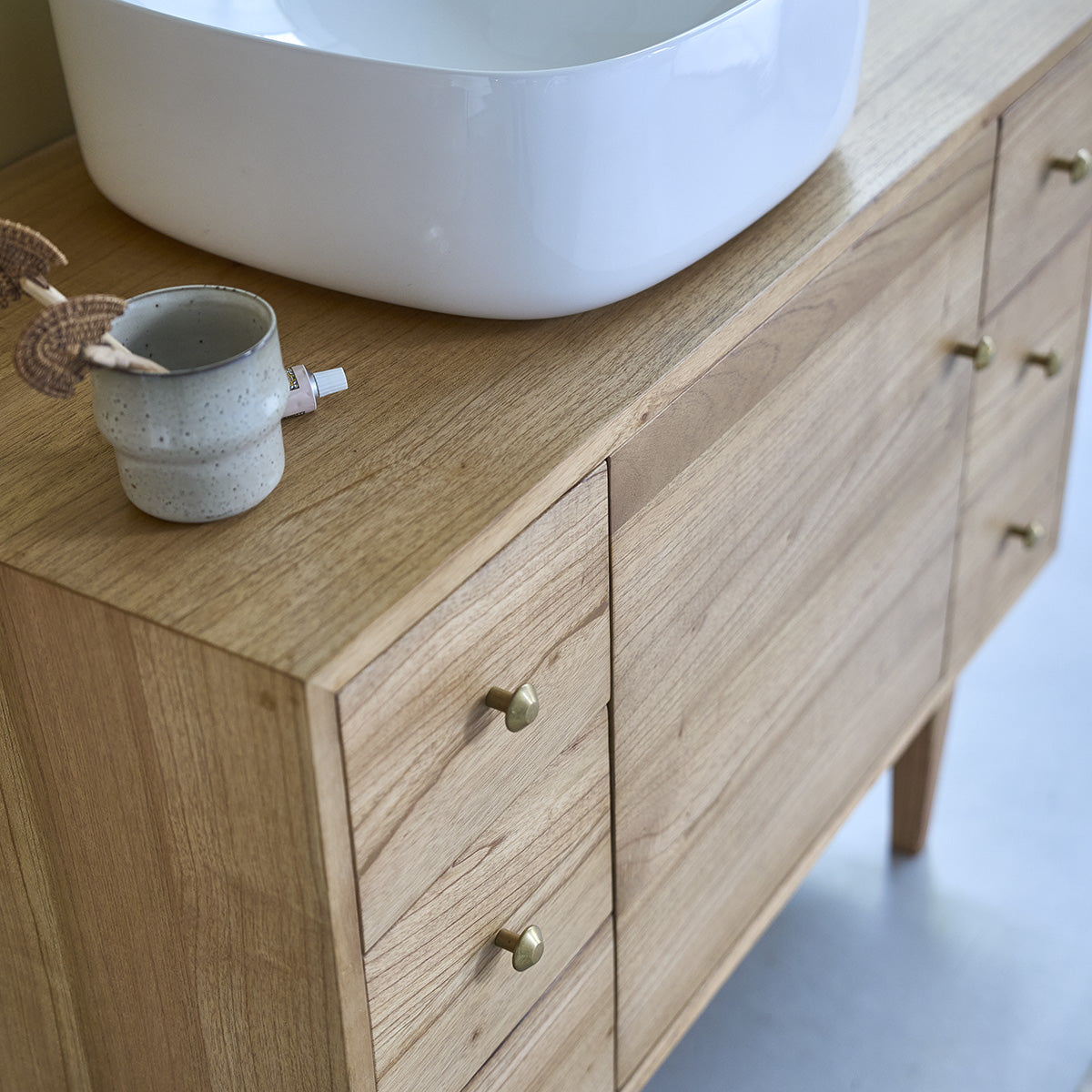 FIFTIES - Mueble de lavabo de mindi macizo 100 cm