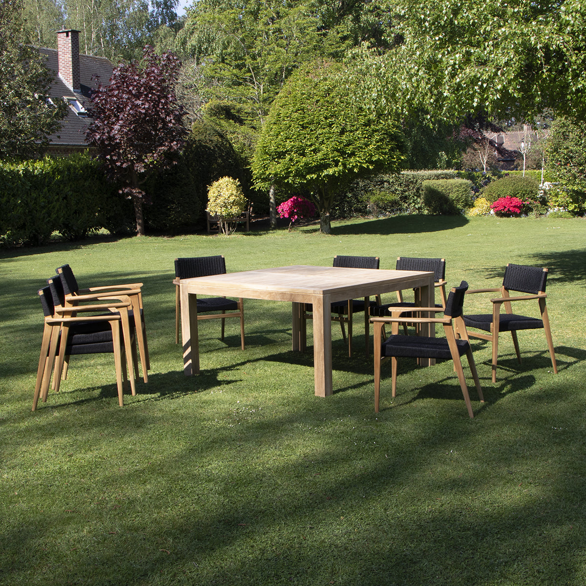 ESTHER - Salón de exterior de teca maciza y cuerda para 8 pers.