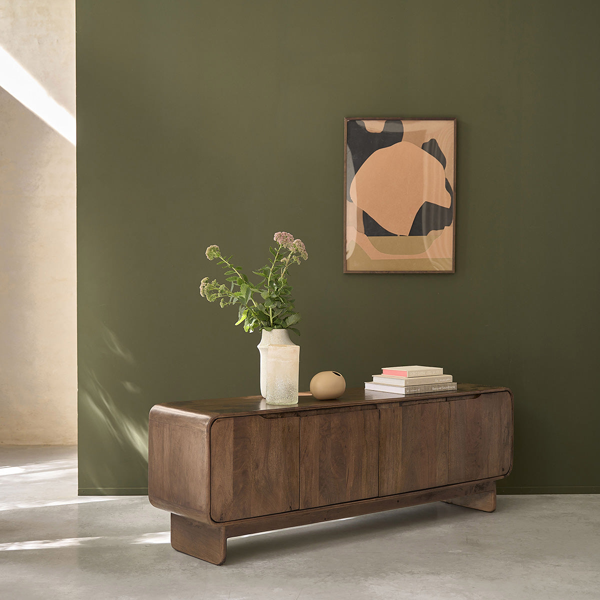 SOFIA - Mueble para la tele de madera maciza de mango, 160 cm