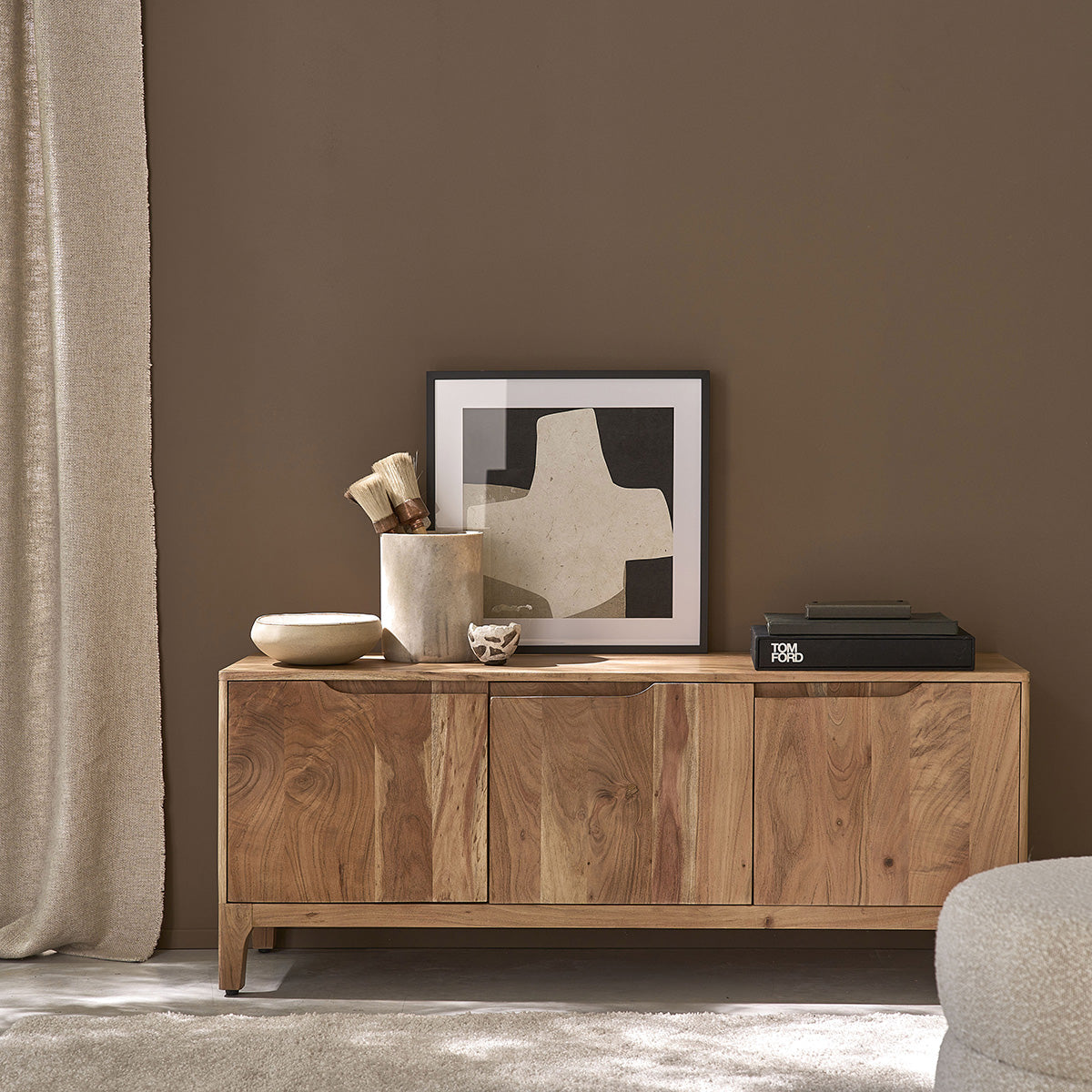 SAMSO - Mueble para la tele de madera maciza de acacia, 139 cm