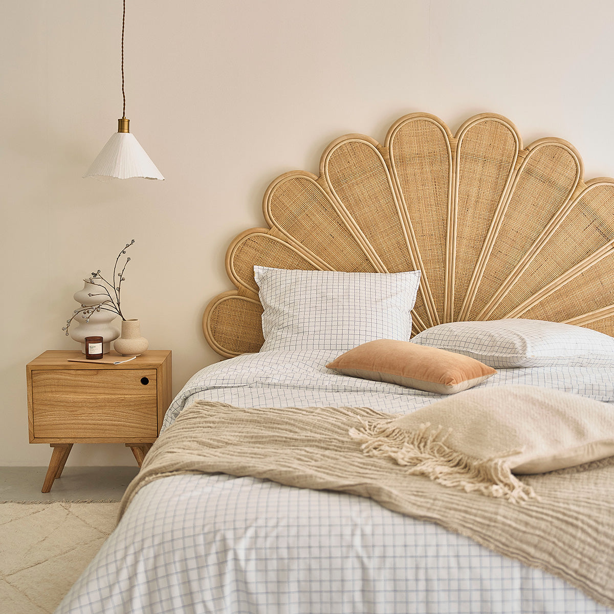 ROMY - Cabecero de ratán y rejilla 180 cm
