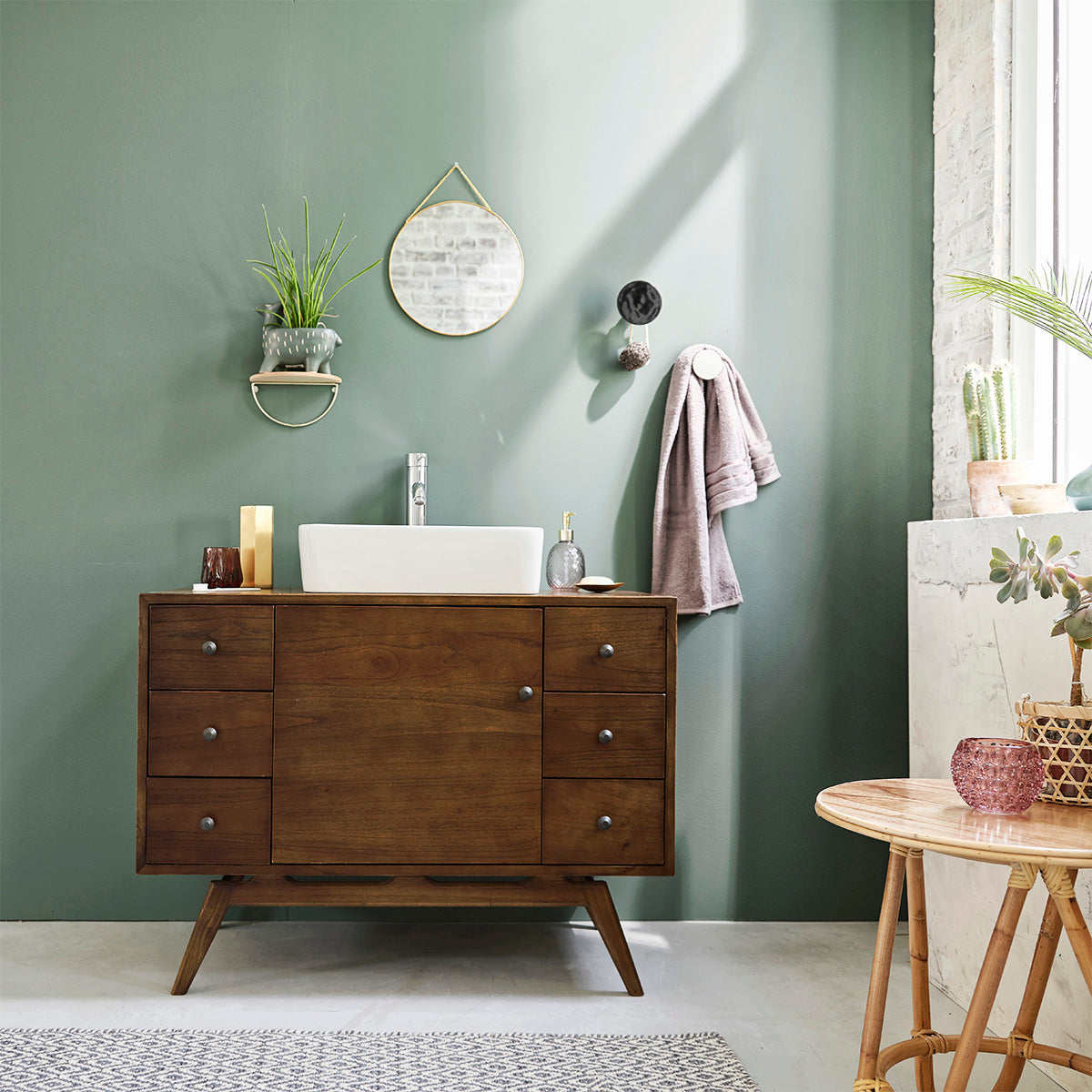 EMILE - Mueble de baño de mindi macizo 100 cm