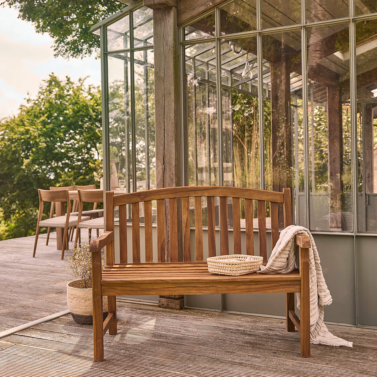 BALI - Banco de exterior de teca maciza aceitada de 120 cm