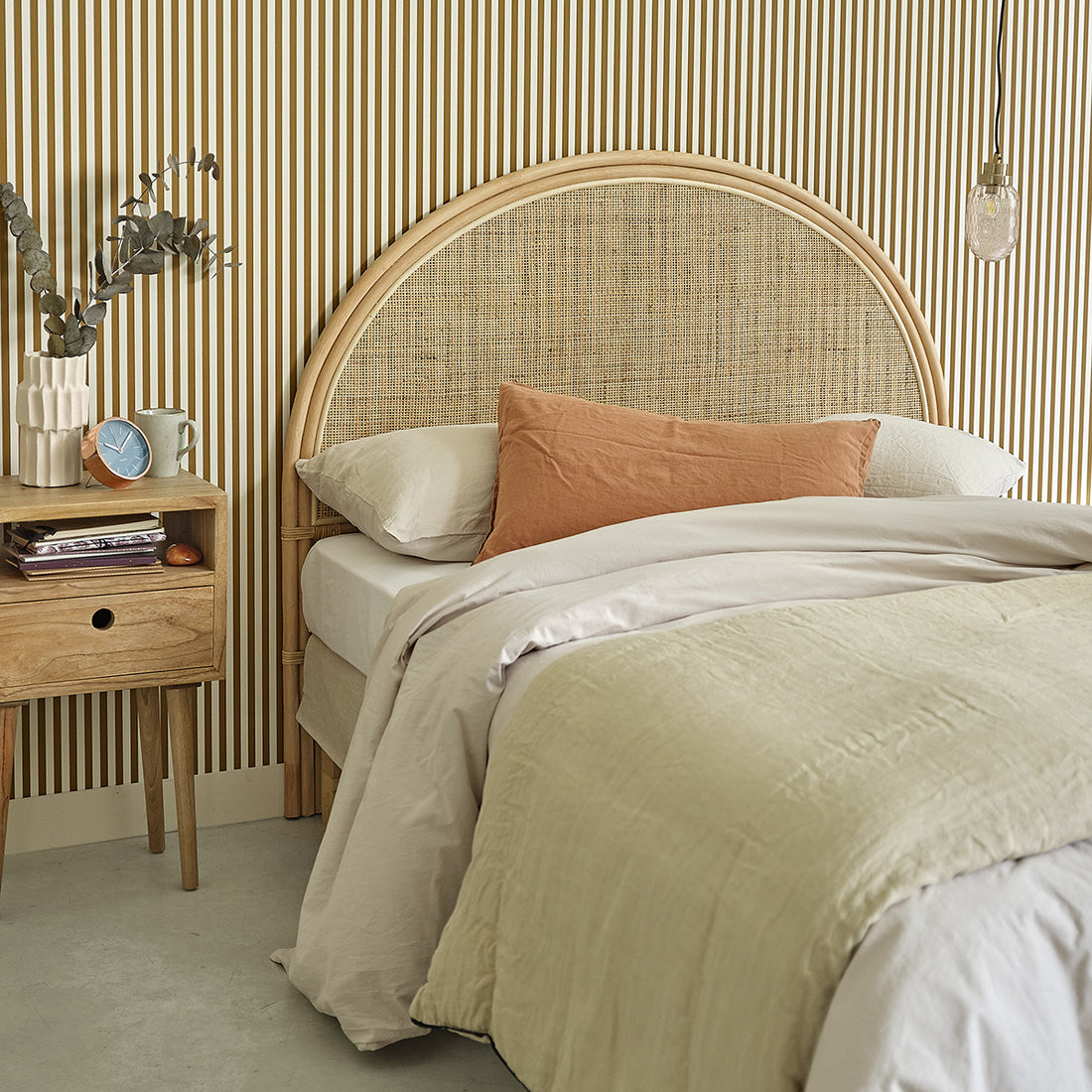 JANE - Cabecero de ratán y rejilla 140 cm