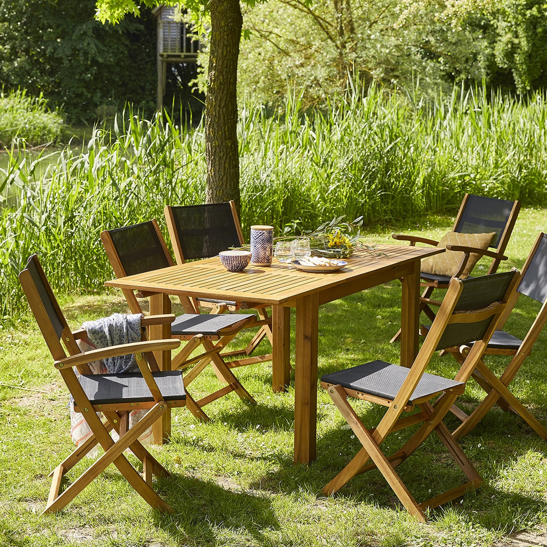 HANOÏ - Salón de exterior de acacia para 6/8 pers.