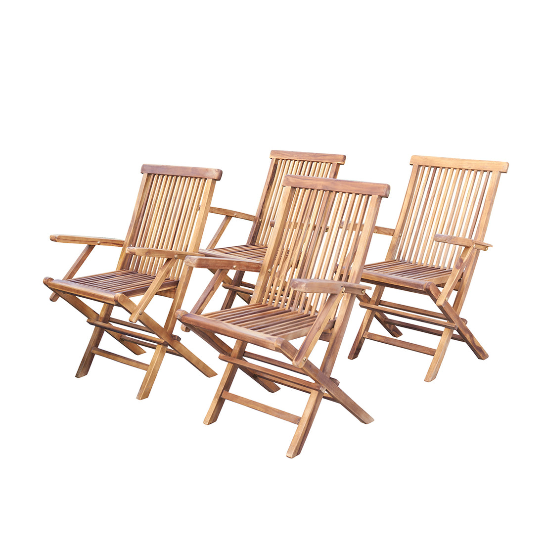 BALI - Sillón de exterior plegable de teca maciza aceitada (juego de 4)