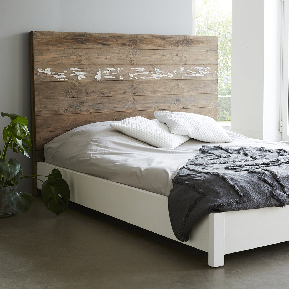 HONFLEUR - Cama de madera maciza reciclada 160 cm
