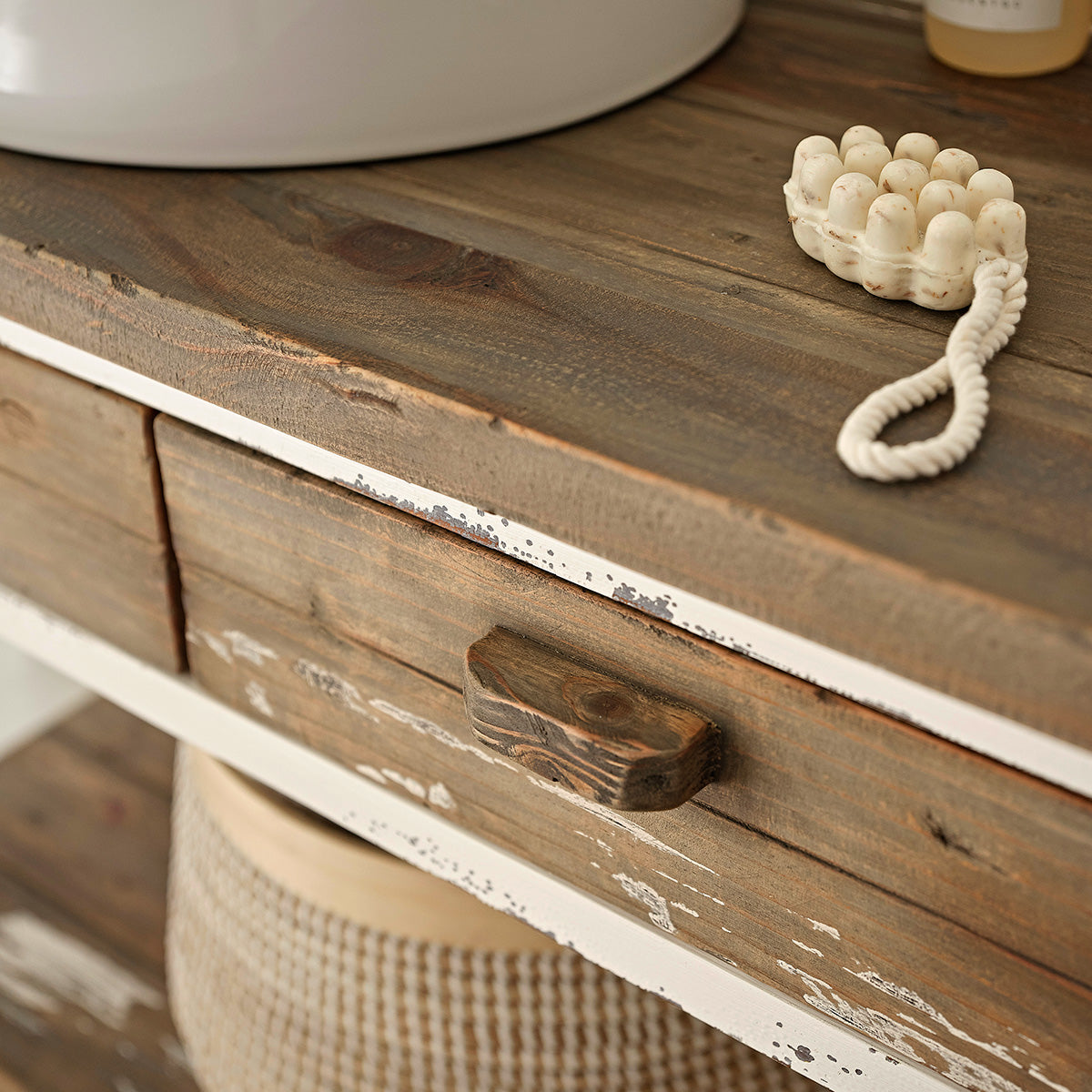 SEZANNE - Mueble de lavabo de madera maciza reciclada 150 cm