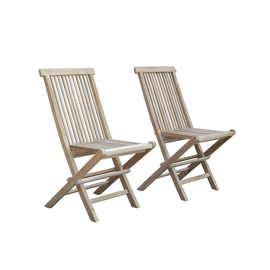 MIDLAND - Silla de exterior plegable de teca maciza (juego de 2)