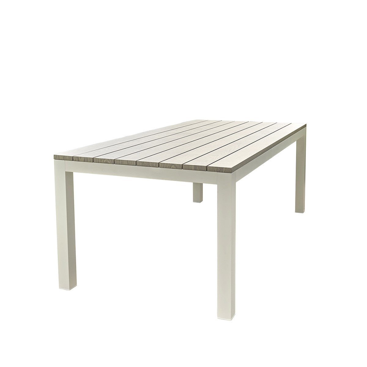 TAMPA - Mesa de exterior de aluminio blanco y gris para 8 pers.
