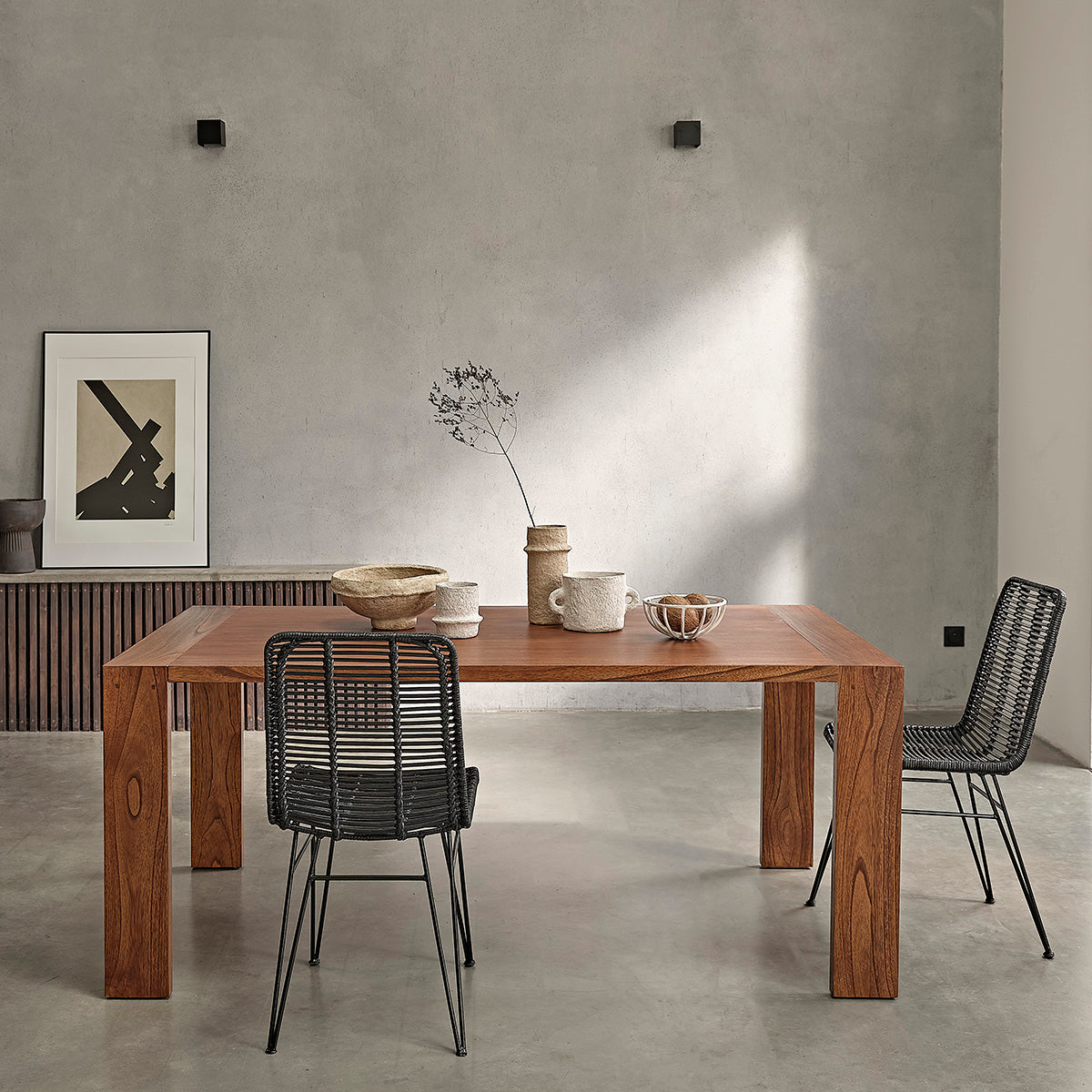 BOHEMA - Silla de ratán y metal negra