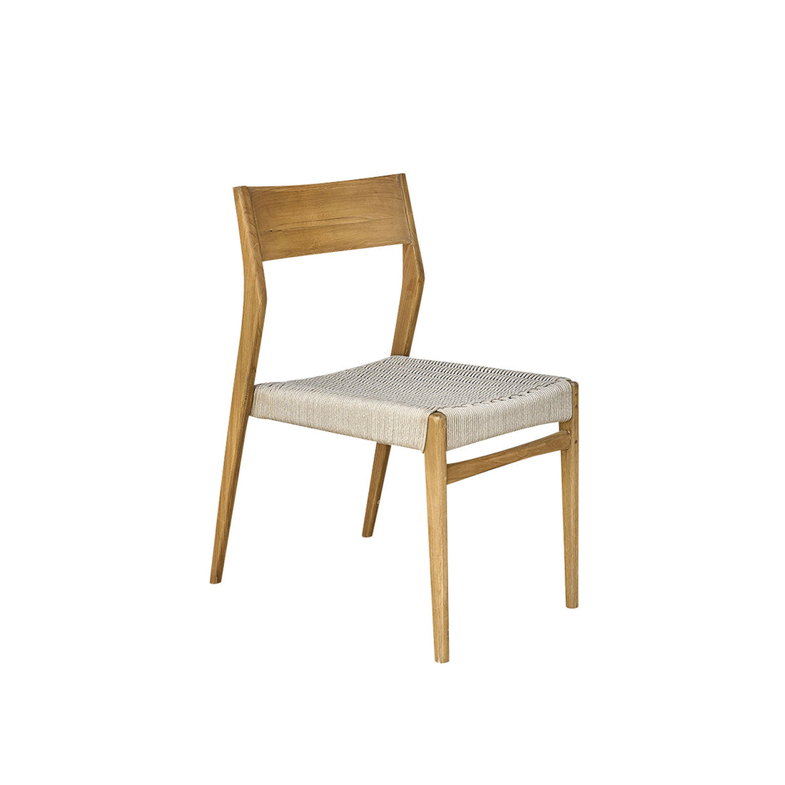 LIVIE - Silla jardín de teca maciza y cuerda beige