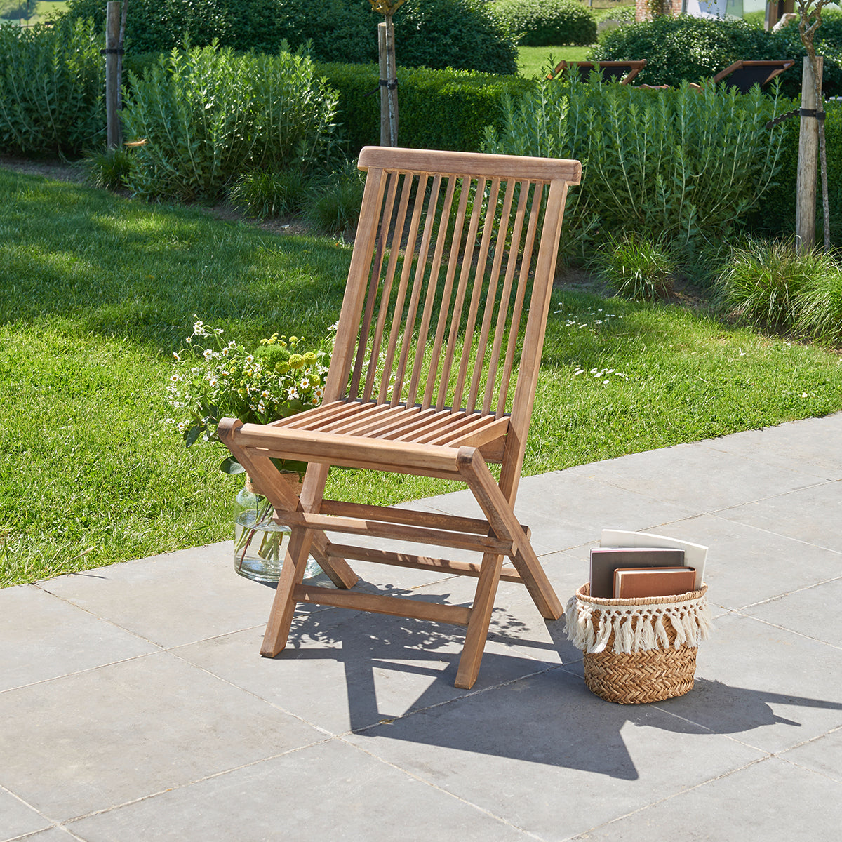 BALI - Silla de exterior plegable de teca maciza aceitada