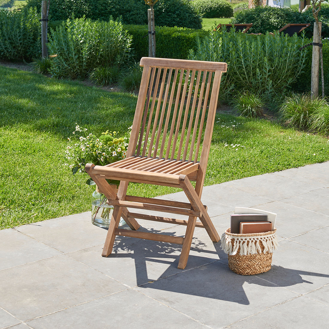 BALI - Silla de exterior plegable de teca maciza aceitada