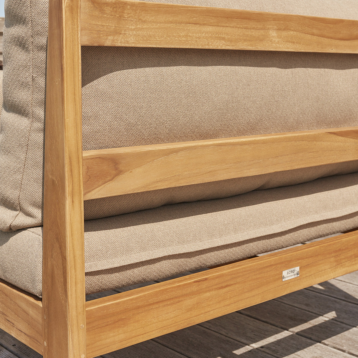 PALMA - Sillón de exterior de teca maciza color topo