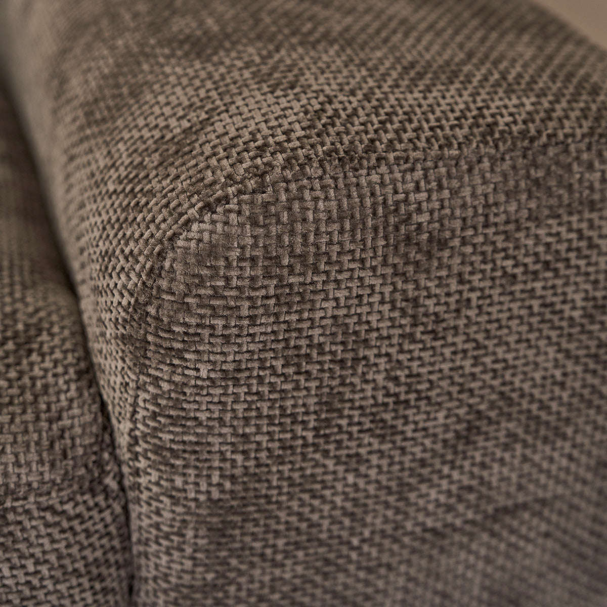 ALPHONSE - Sofá recto de 4 plazas en terciopelo trenzado moca